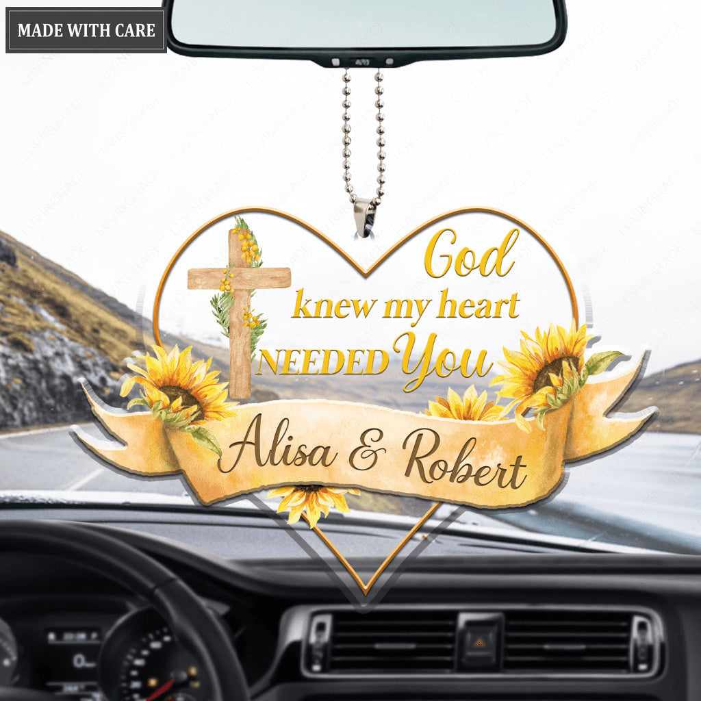 Personalized God Knew My Heart Needed You Ribbon Heart Ornament