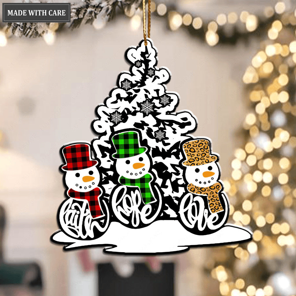 Faith Hope Love Christmas Snowman Ornament