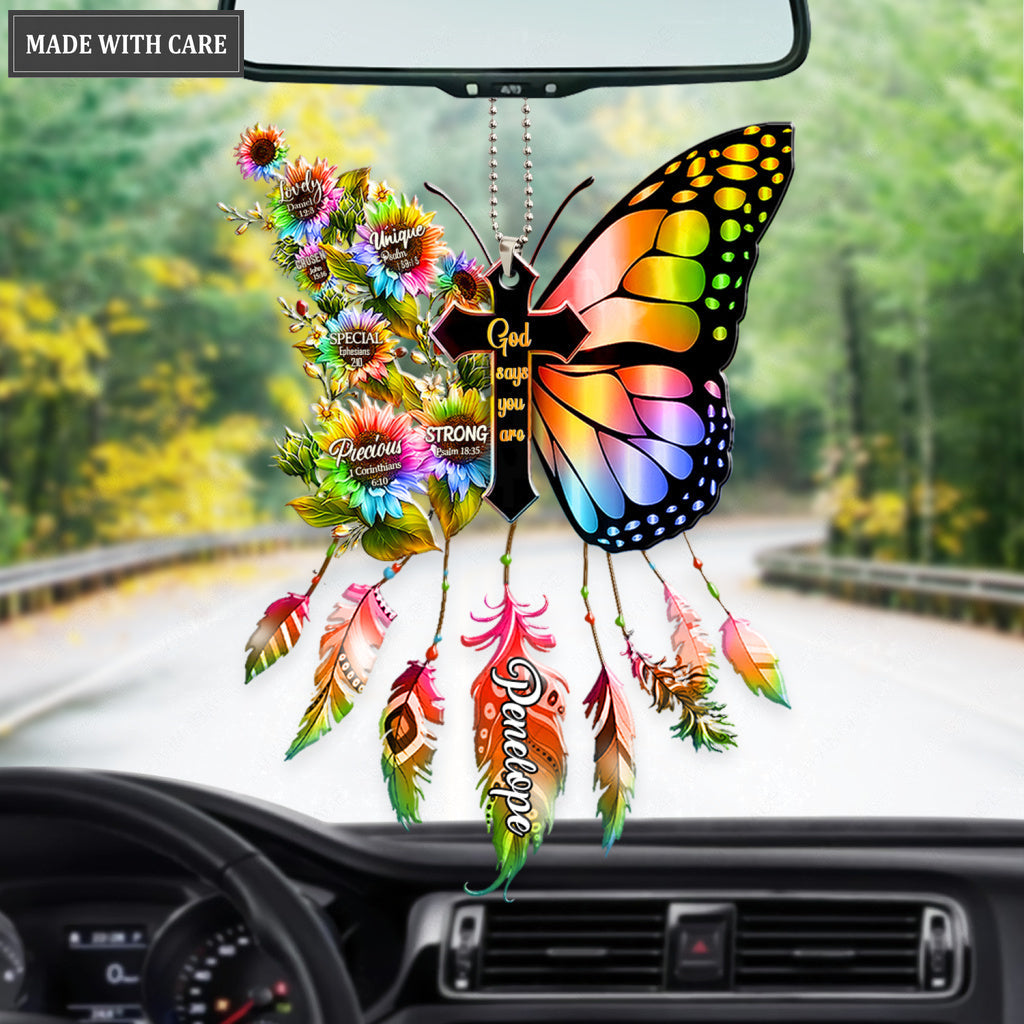 Personalized Rainbow Butterfly God Says You Are Ornament