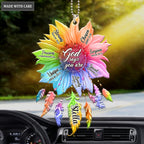Personalized Rainbow Sunflower God Says Ornament