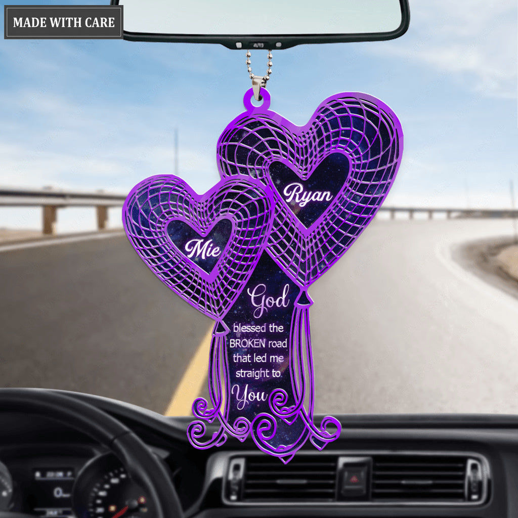 Purple Heart Balloons God Blessed Personalized Ornament