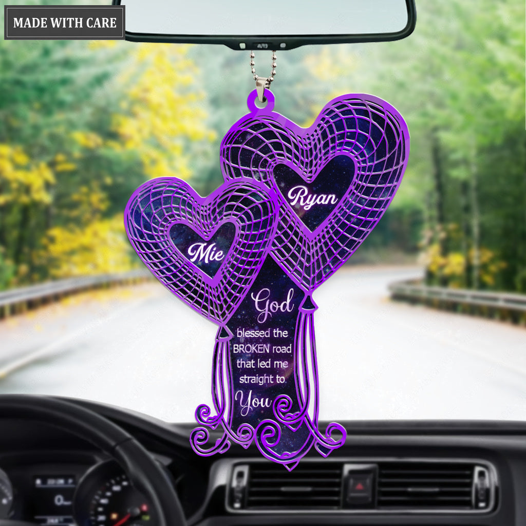 Purple Heart Balloons God Blessed Personalized Ornament