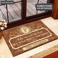 Elegant Brown Family Home Serve The Lord Personalized Doormat