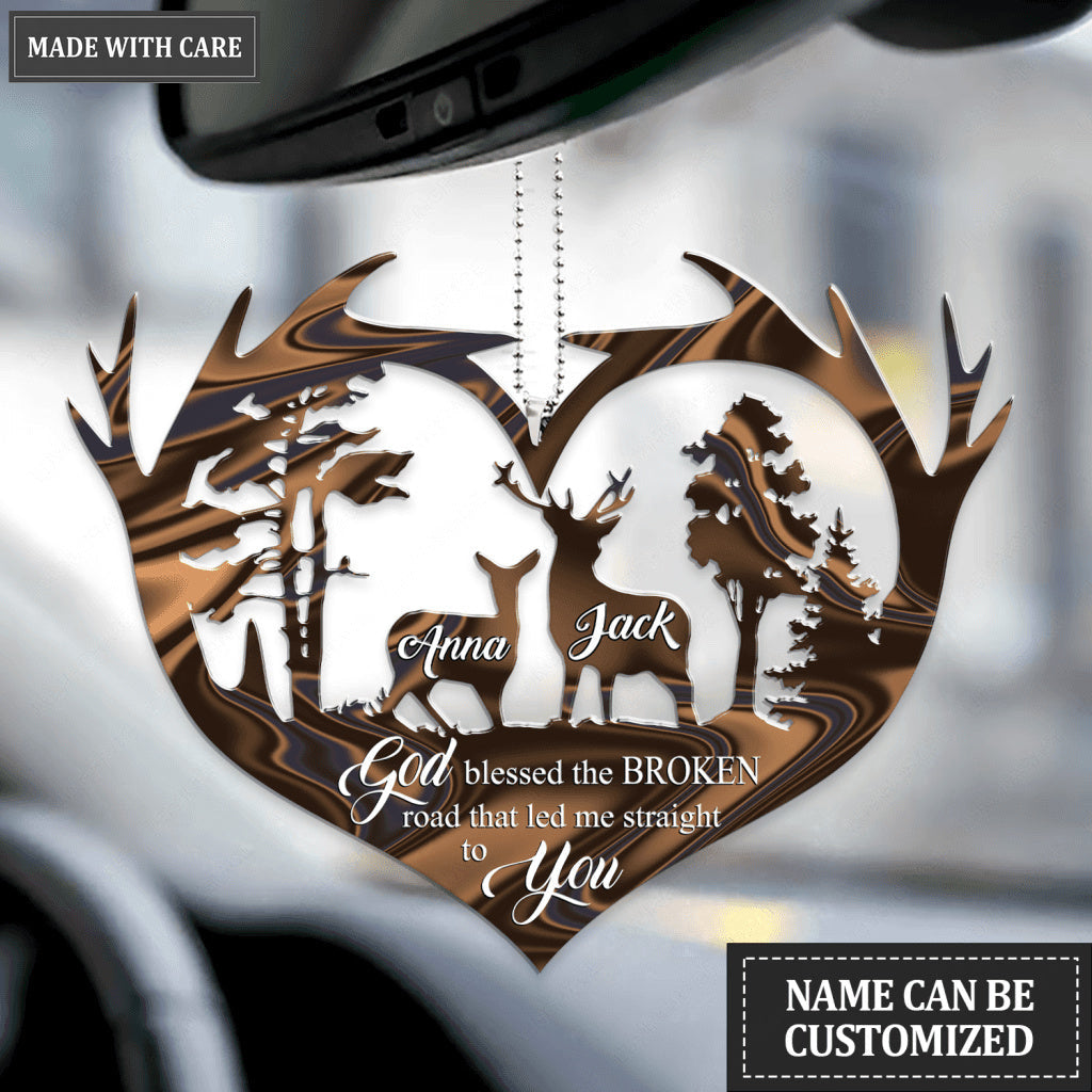 Couple Deer Scene God Blessed Personalized Ornament
