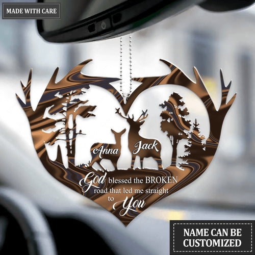 Couple Deer Scene God Blessed Personalized Ornament