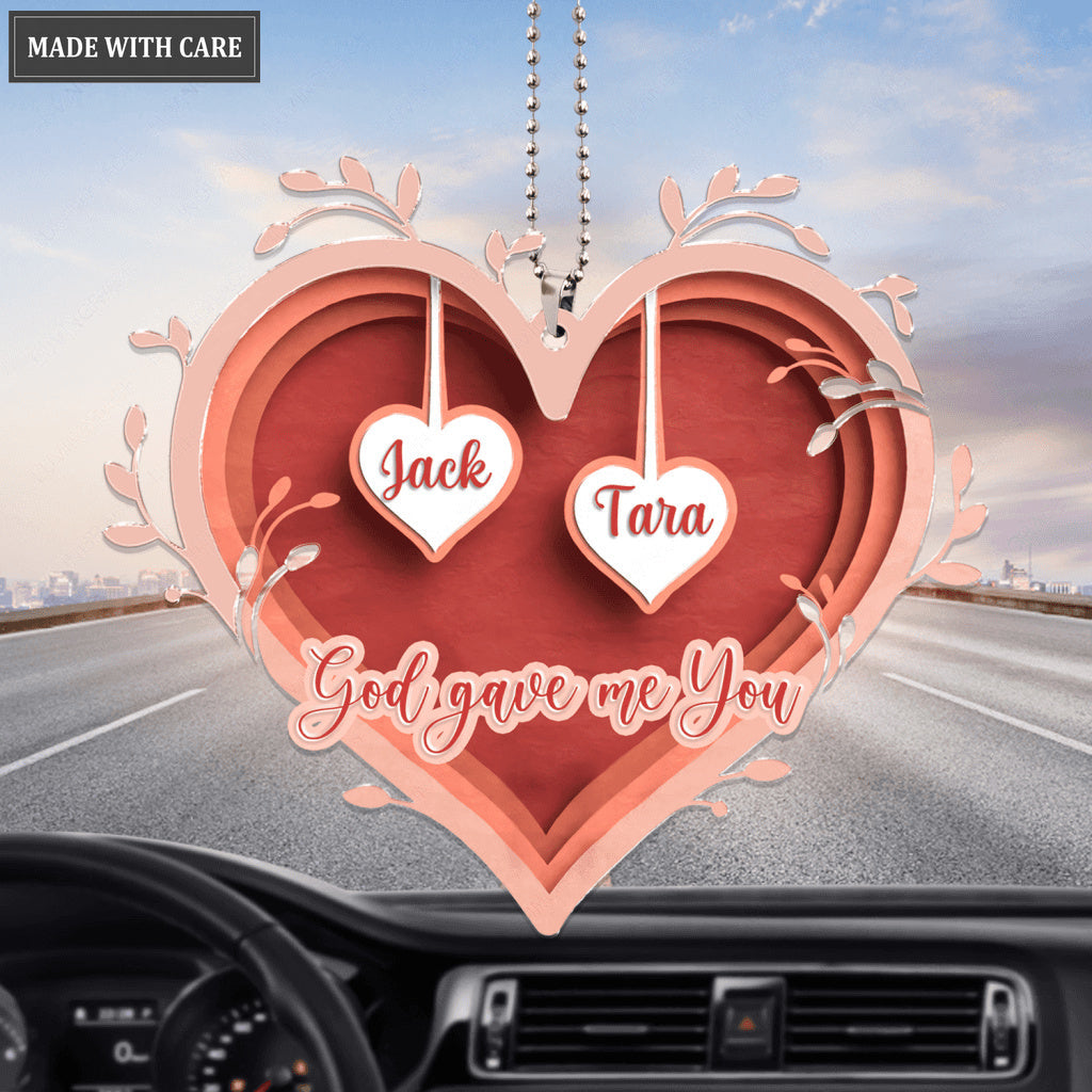 Heart Silhouette God Gave Me You Personalized Ornament