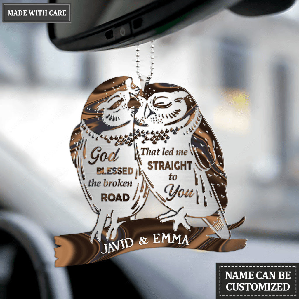 Hologram Owl Couple God Blessed Personalized Ornament