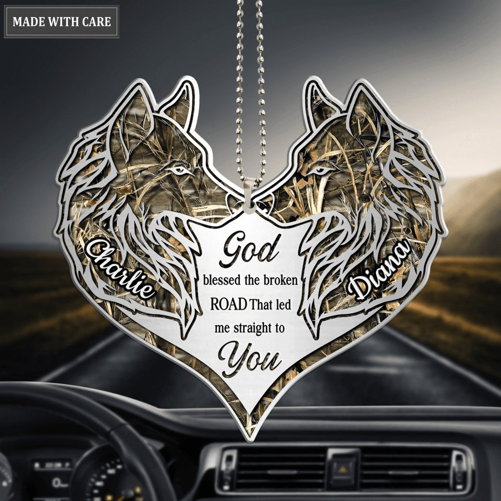 The Wolf Couple God Blessed Personalized Ornament