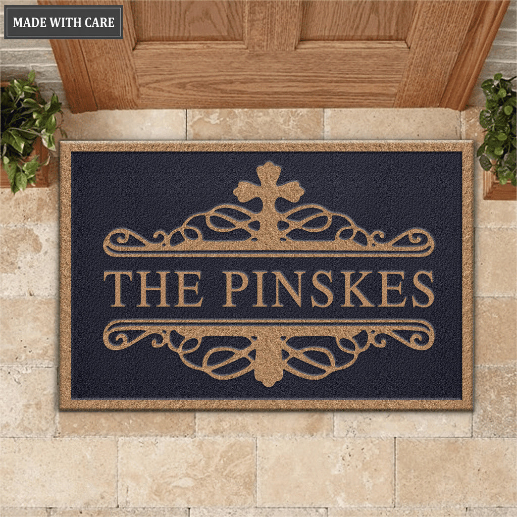 Elegant Cross Personalized Doormat