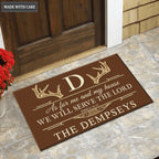 Personalized Deer Antler Serve The Lord Brown Elegant Doormat