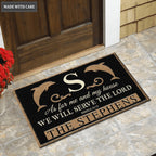 Personalized Dolphin Family Home Serve The Lord Elegant Doormat