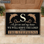 Personalized Dolphin Family Home Serve The Lord Elegant Doormat