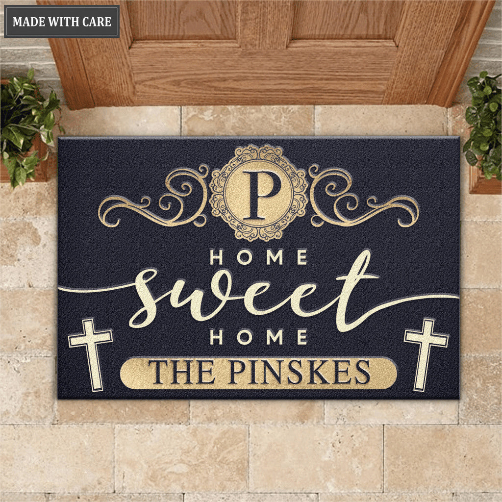 Personalized Home Sweet Home Elegant Family Doormat