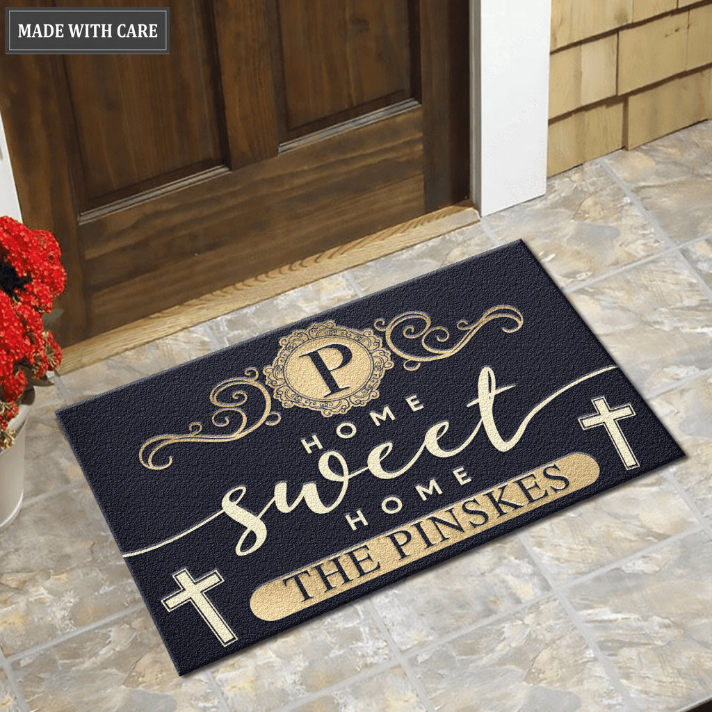 Personalized Home Sweet Home Elegant Family Doormat