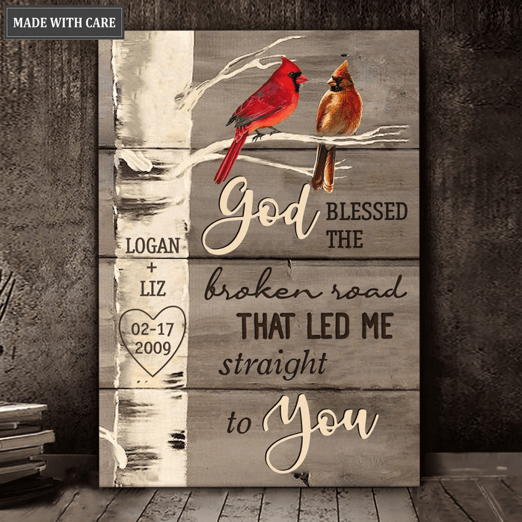 Personalized Cardinal God Blessed Canvas Wall Art
