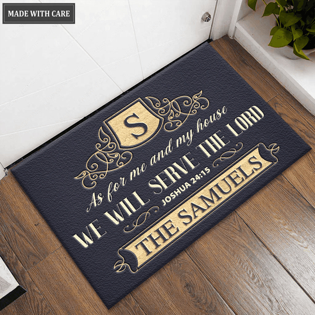 Illustration Of Monogram Design Elements Serve The Lord Personalized Doormat