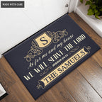 Illustration Of Monogram Design Elements Serve The Lord Personalized Doormat