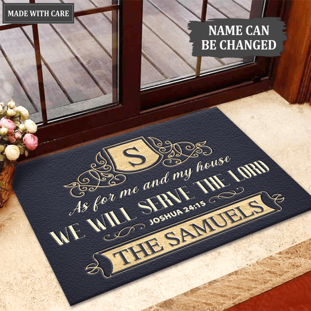 Illustration Of Monogram Design Elements Serve The Lord Personalized Doormat