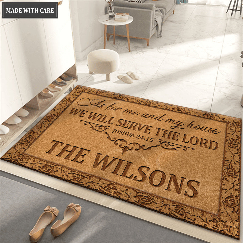 Decoration Borders Serve The Lord Personalized Doormat
