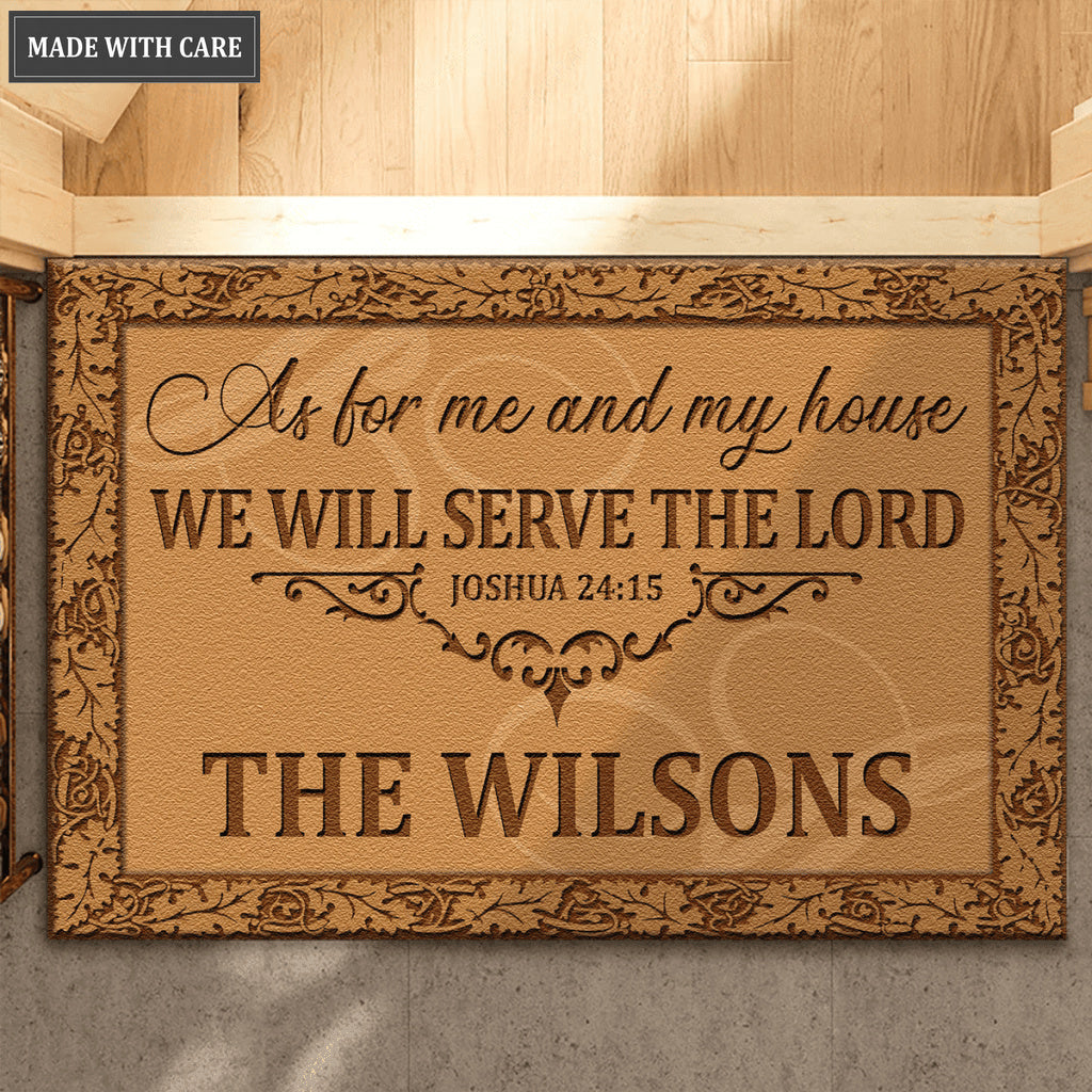 Decoration Borders Serve The Lord Personalized Doormat