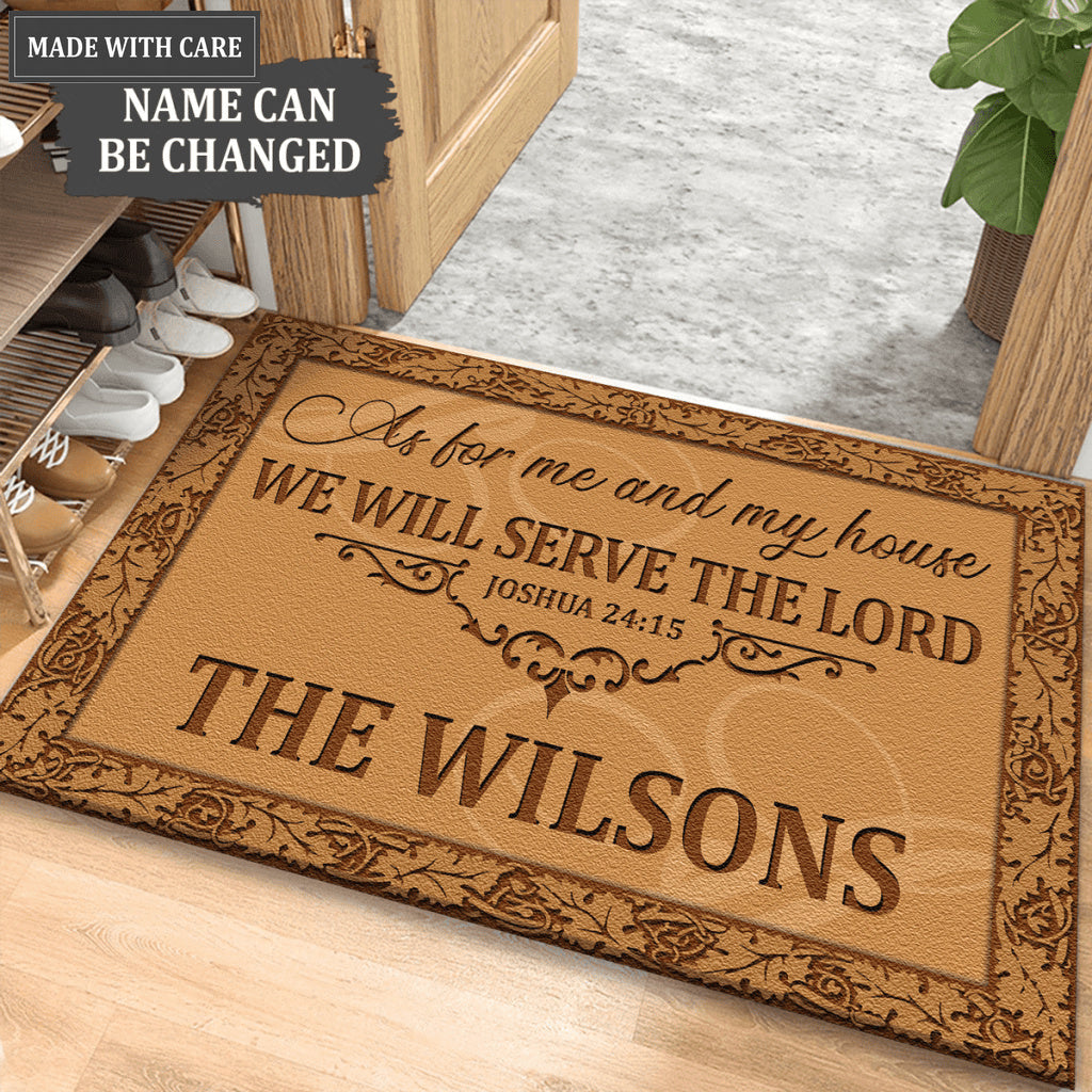 Decoration Borders Serve The Lord Personalized Doormat