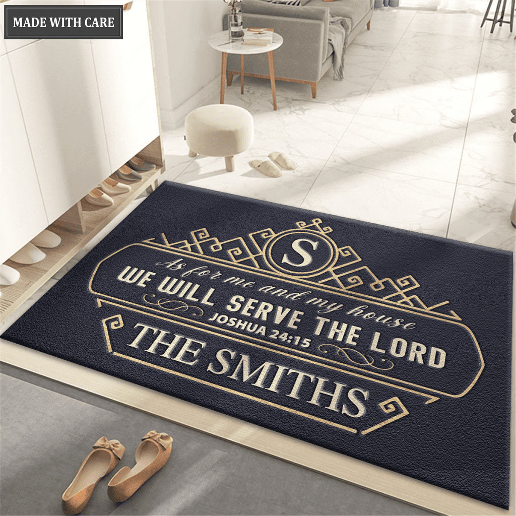 Personalized Monogram Design Elements Serve The Lord Doormat