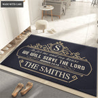 Personalized Monogram Design Elements Serve The Lord Doormat