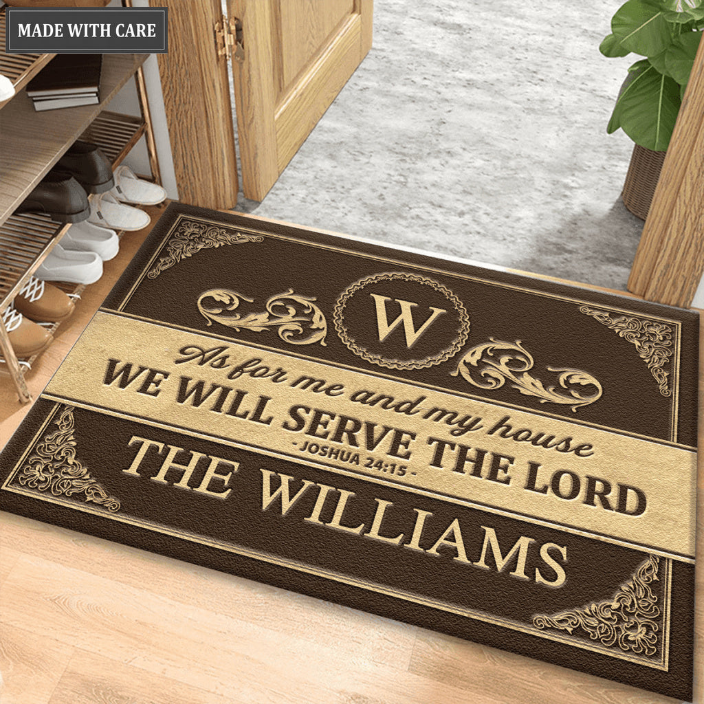 Seamless Background Retro Style Serve The Lord Personalized Doormat