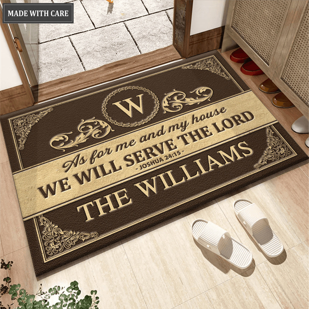 Seamless Background Retro Style Serve The Lord Personalized Doormat