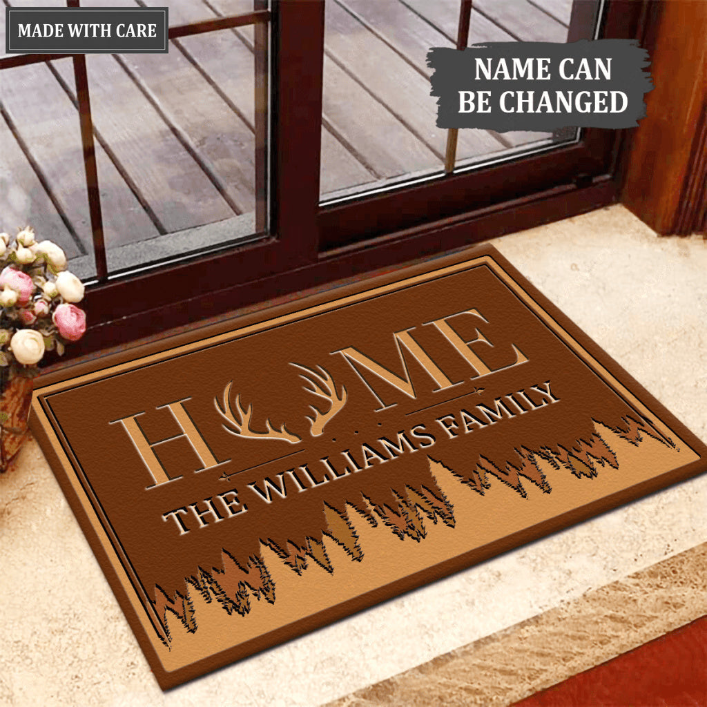 Personalized Antlers Deer Home Doormat