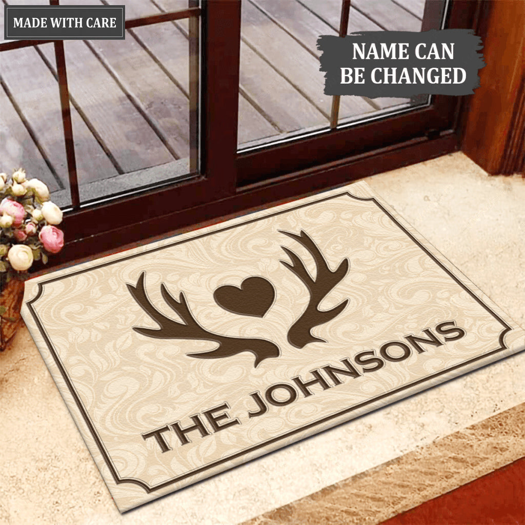 Personalized Vintage Country Deer Antlers Doormat