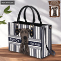 Dark Blue White Lines Pattern Pet Digital Painting Portrait - Personalized Custom Leather Bag