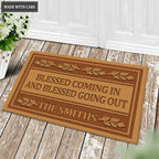 Blessed Coming In and Going Out Christian Gifts Personalized Doormat