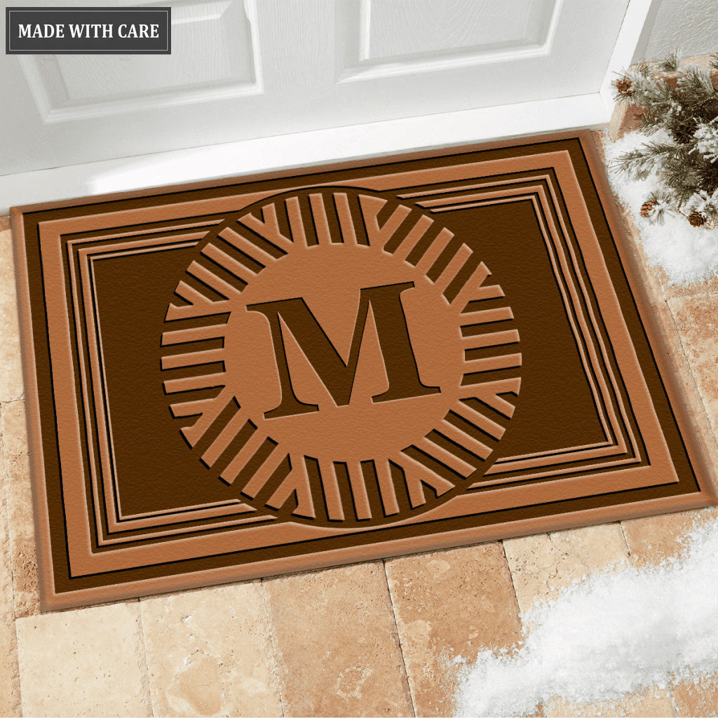 Luvingrace M03 Vintage Monogram The First Letter of Family Name Personalized Doormat