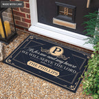 Printfamily M04 Vintage Monogram Collection As For My House Personalized Doormat