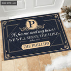 Printfamily M04 Vintage Monogram Collection As For My House Personalized Doormat