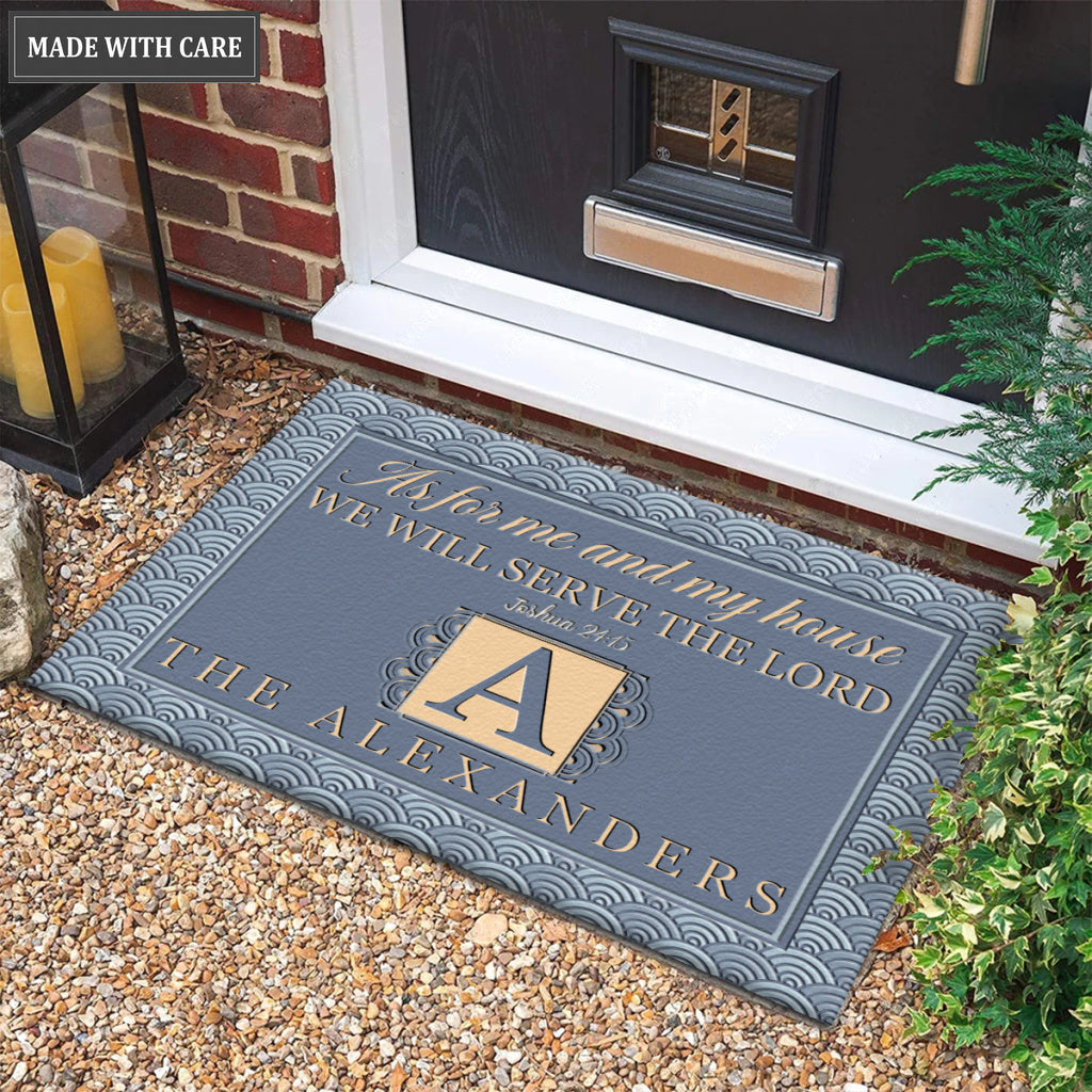 Printfamily M06 Vintage Monogram Collection As For My House Personalized Doormat