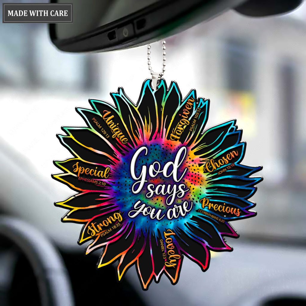Tie Dye Colorful Flower God SAys You Are Ornament