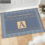 Printfamily M06 Vintage Monogram Collection As For My House Personalized Doormat
