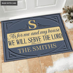 Printfamily M07 Vintage Monogram Collection As For My House Personalized Doormat