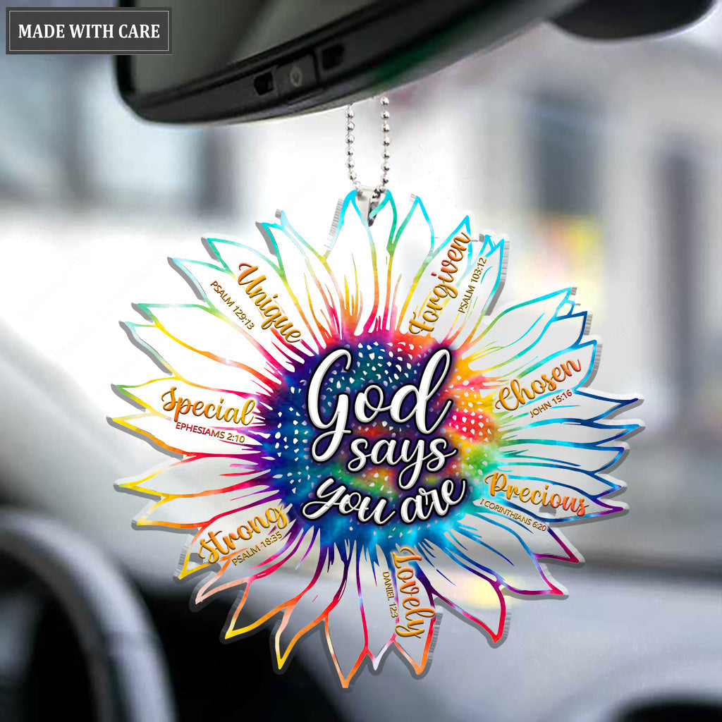 Colorful Tie Dye Flower God Says You Are Acrylic Ornament