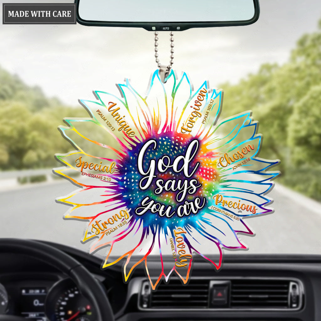 Colorful Tie Dye Flower God Says You Are Acrylic Ornament