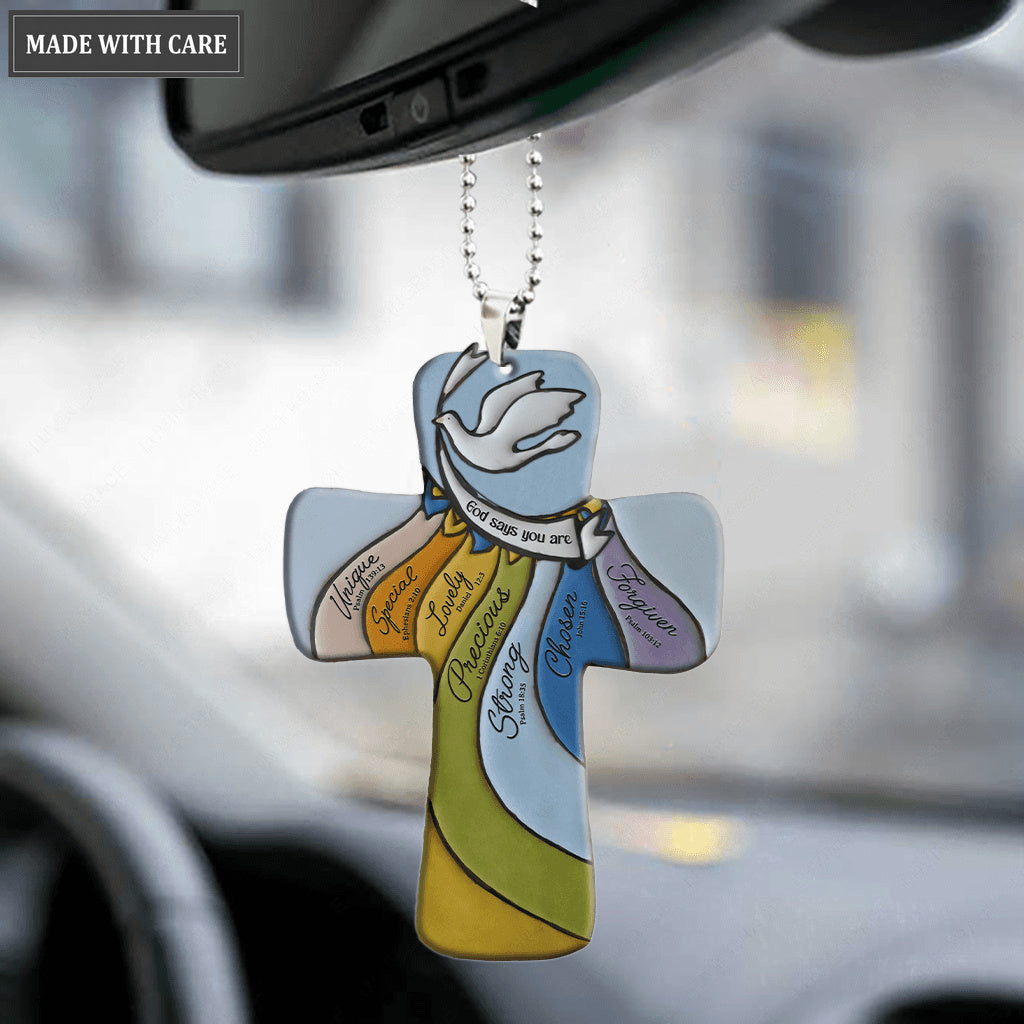 Dove Colorful Cross You Are Special Ornament