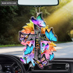 Faith Cross Butterflies And Sunflowers Rainbow Ornament