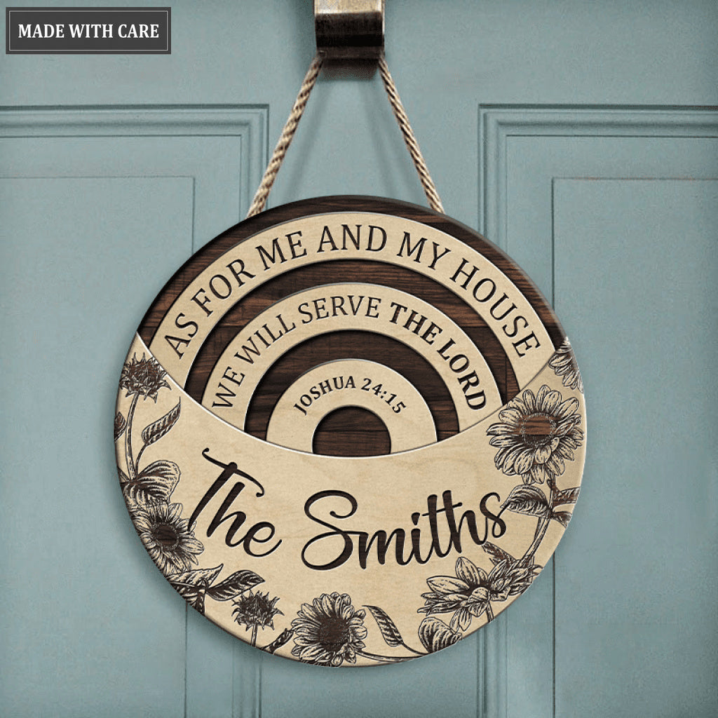 Personalized As For Me And My House Half Moon Circle Sign