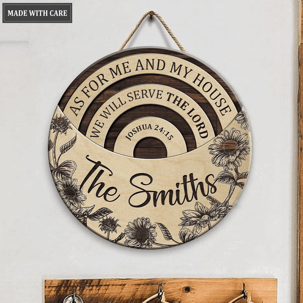 Personalized As For Me And My House Half Moon Circle Sign