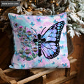 Blue Hologram Sunflower Cross Butterfly God Says You Are Pillow