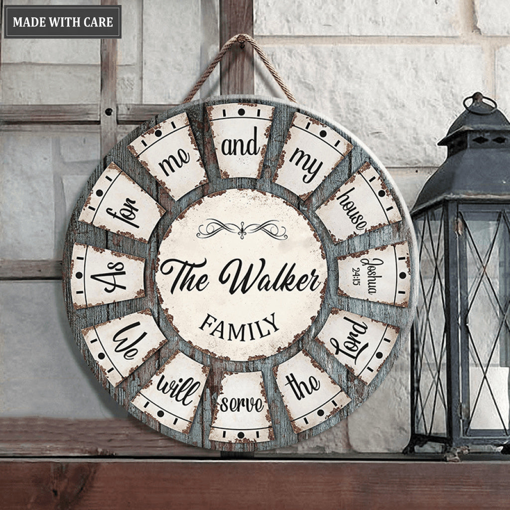 Personalized Serve The Lord Round Rustic Circle Sign
