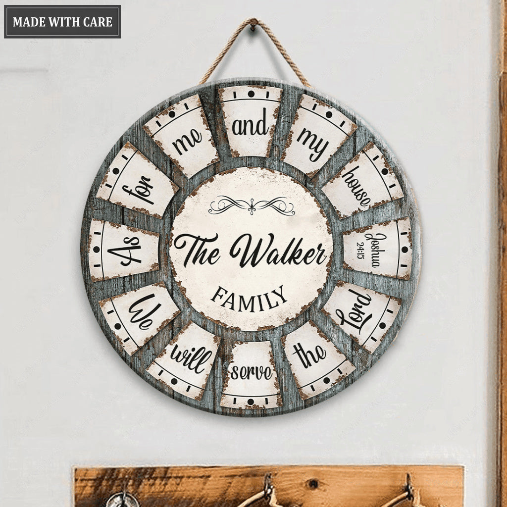 Personalized Serve The Lord Round Rustic Circle Sign