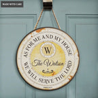 Personalized Vintage Round Serve The Lord Circle Sign